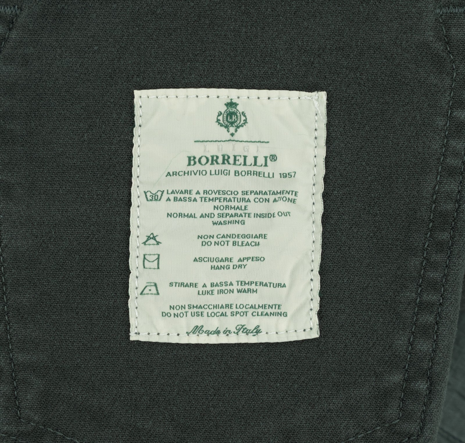 415$ LUIGI BORRELLI NAPOLI Forest Green Denim Jeans Pant Cotton 33 US / 49 EU
