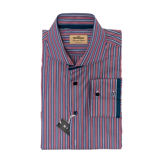 690$ LUXURY GERLIN Shirt Striped Blue / Red Cotton 16 - 41 5E BIJAN