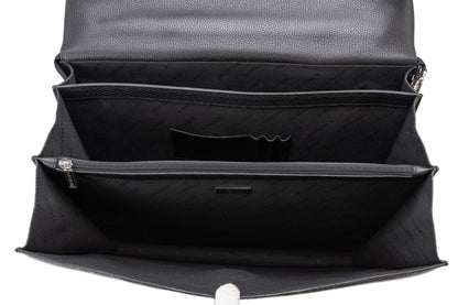 $2890 Testoni Bologna Trolley Briefcase PC Case Black Bright Karibu Calf 