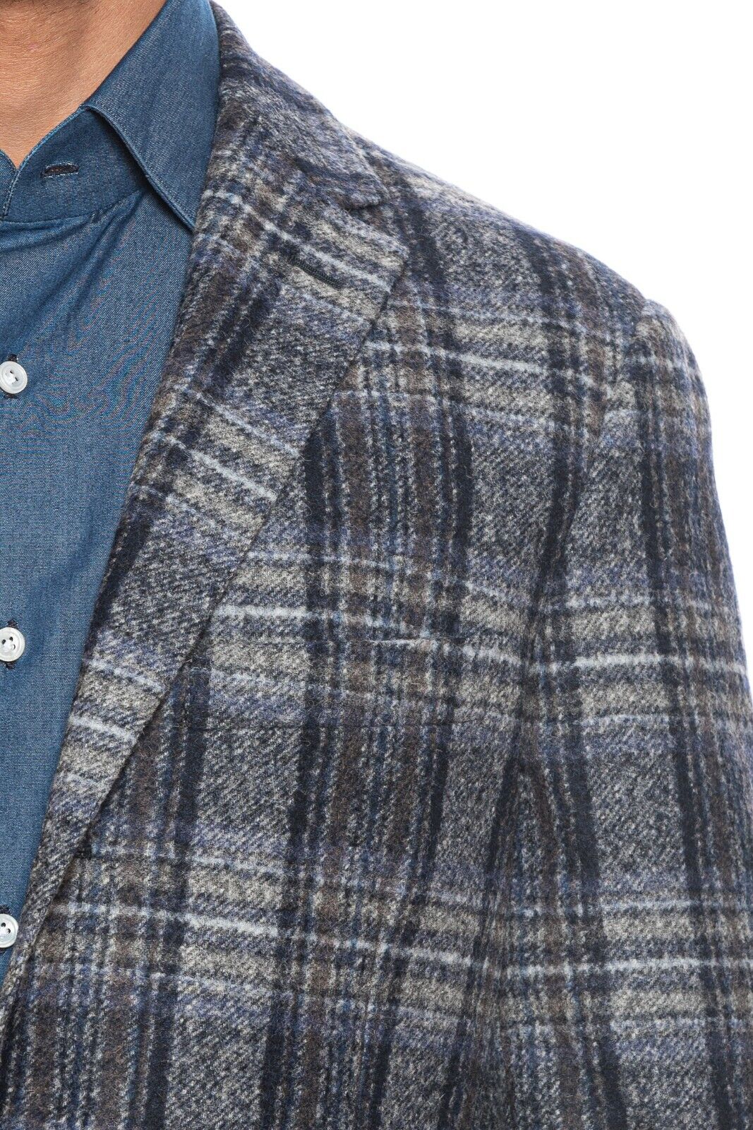 $2039 BELVEST Blue Gray Baby Alpaca Jacket Blazer 44 US / 54 EU Drop 7R 