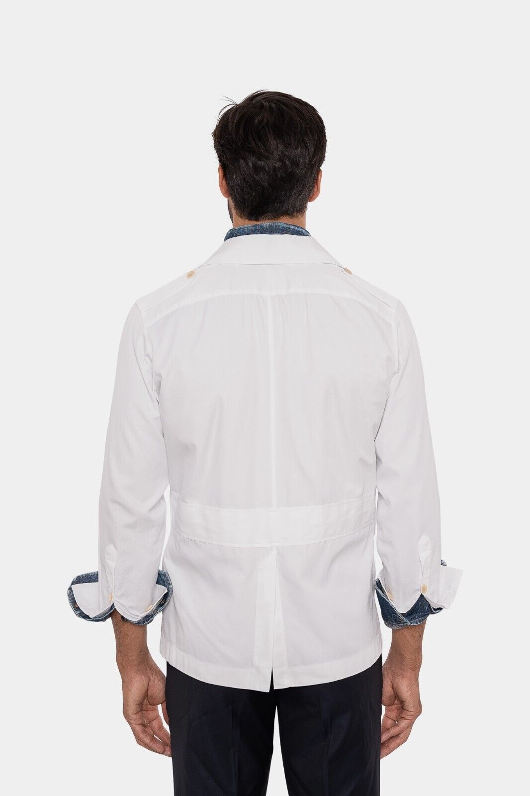 $2600 ISAIA NAPOLI White Hand-Sewn Safari Jacket Cotton Size XS (36 US / 46 EU )