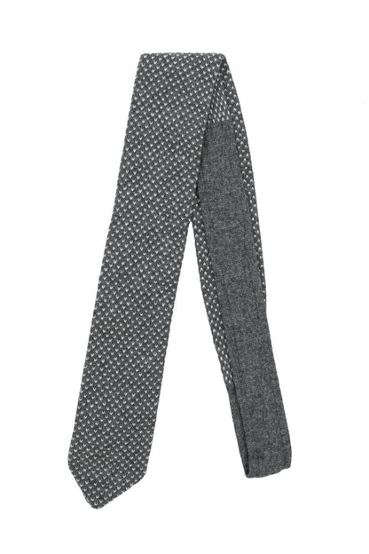 $220 UMBERTO BILANCIONI Gray Trunk Knit Tie 100% Cashmere Geometri Made in Italy