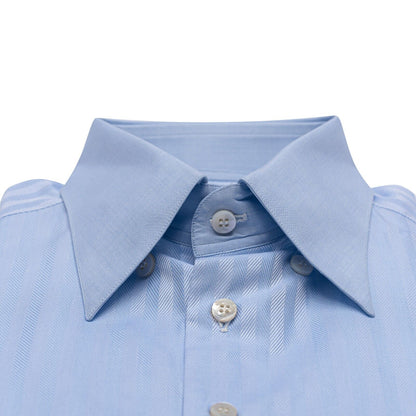 690$ LUXURY GERLIN Shirt Herringbone Blue ALUMO Jacquard Cotton 1F ZILLI