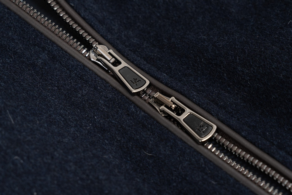 3900$ ISAIA NAPOLI Blue Navy Jacket Vest 100% Cashmere & Leather Details
