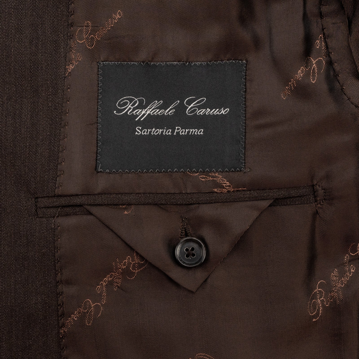 $2400 RAFFAELE CARUSO Brown Suit LORO PIANA Wool 130's Herringbone 40 US / 50 EU
