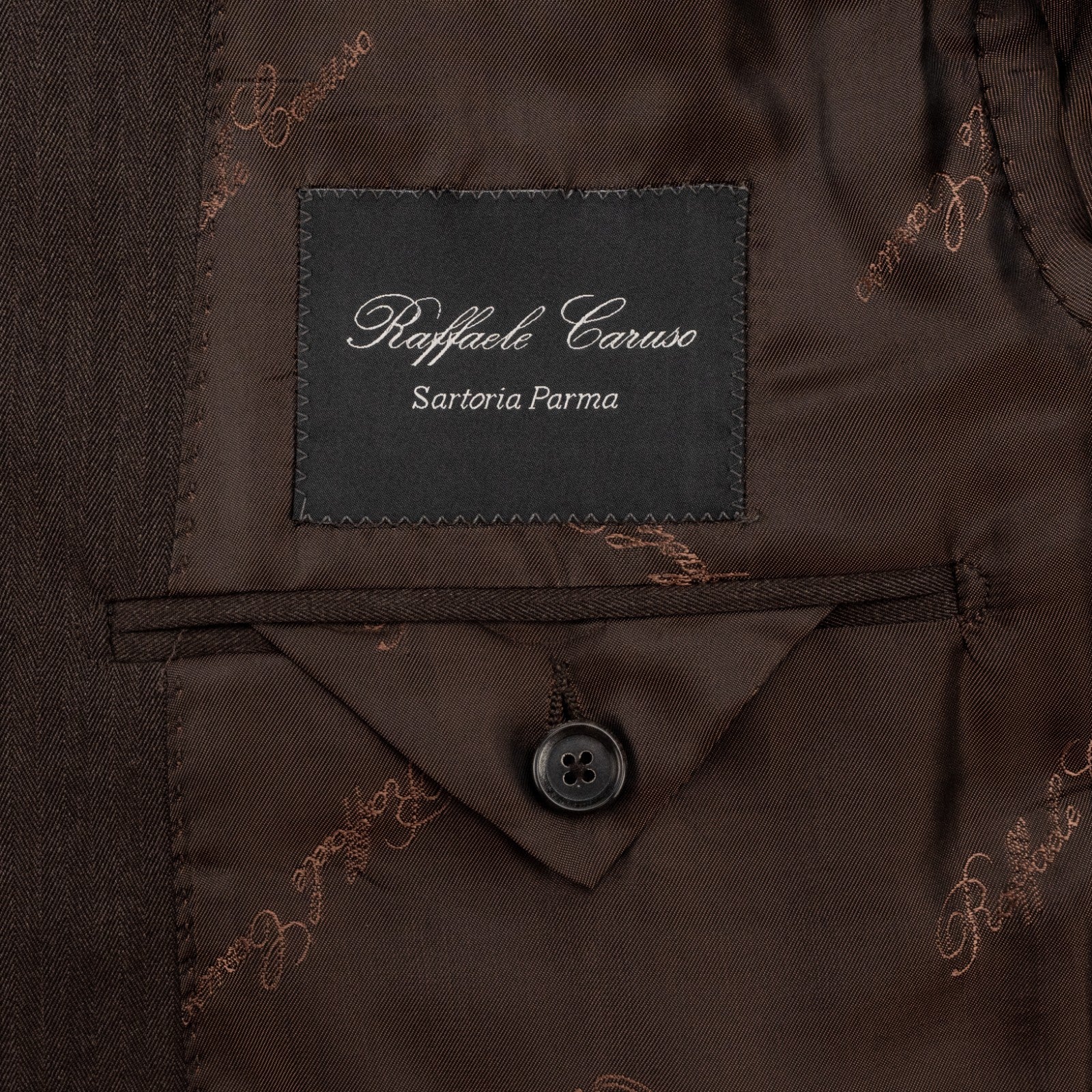 $2400 RAFFAELE CARUSO Brown Suit LORO PIANA Wool 130's Herringbone 40 US / 50 EU