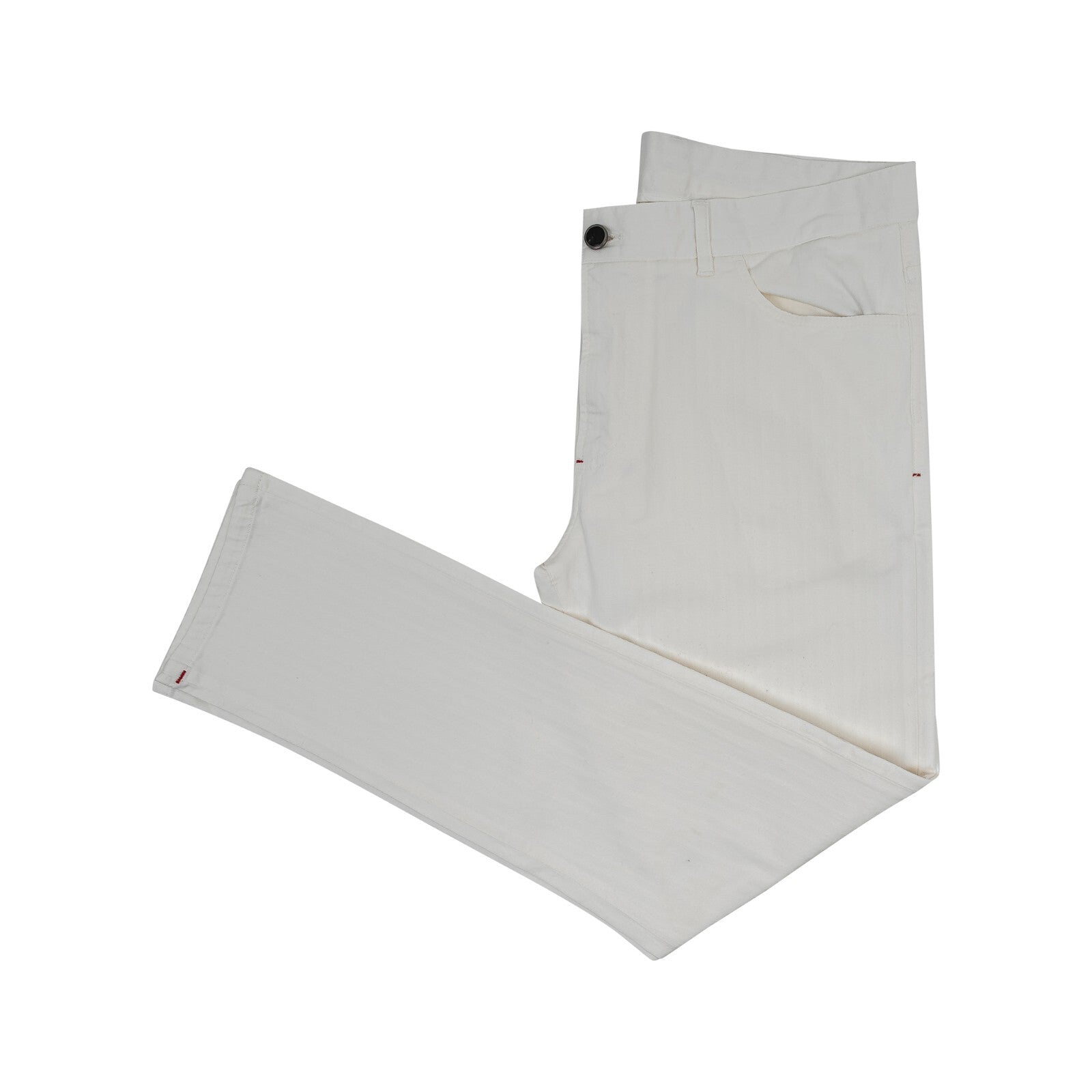 690$ ISAIA Herringbone White 5 Pockets Pant Cotton Comfort Fit 36 US / 52 EU