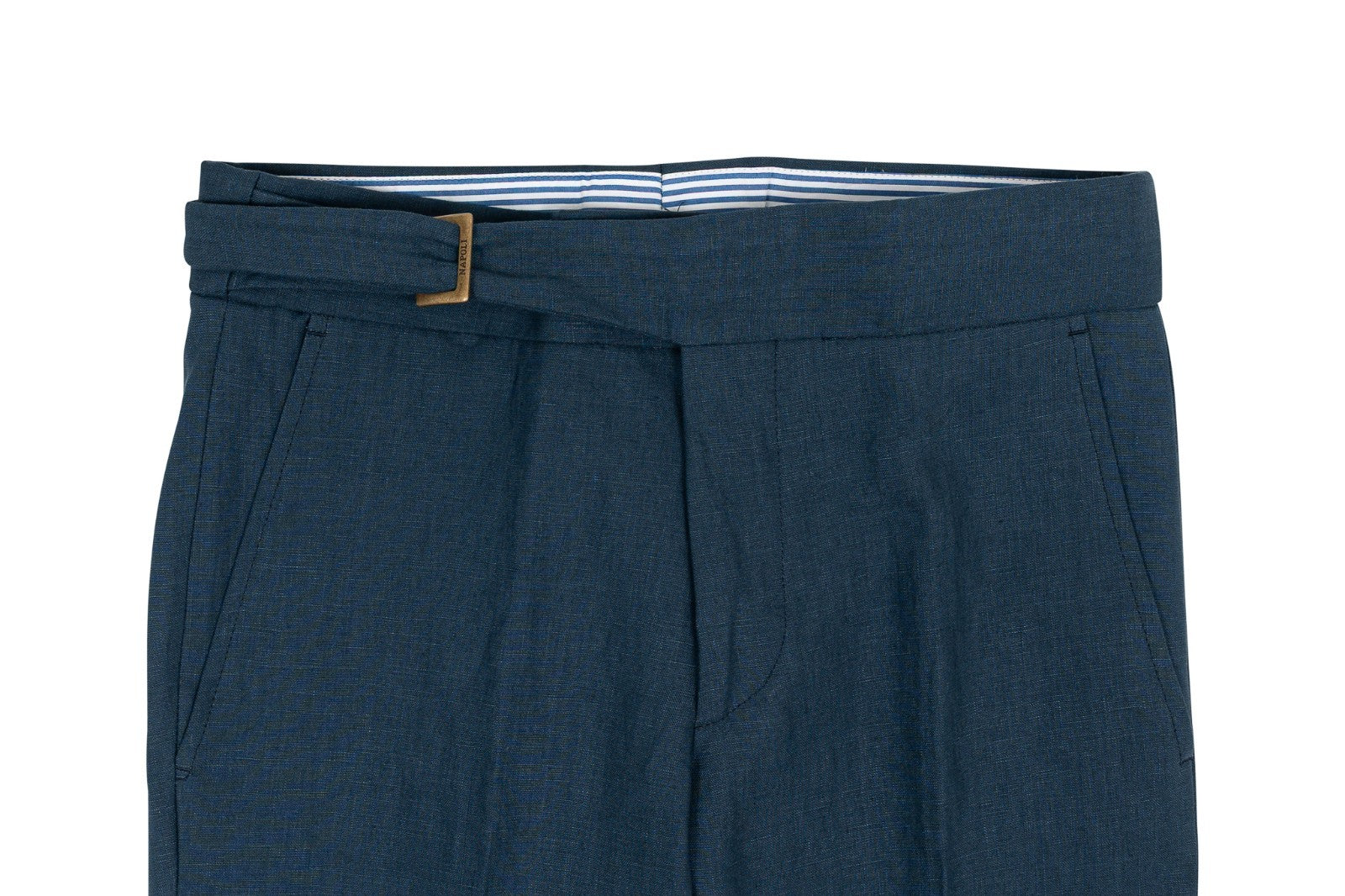 670$ RUBINACCI NAPOLI "Genny" Blue 100% Linen Trouser Pant 28 US / 44 EU