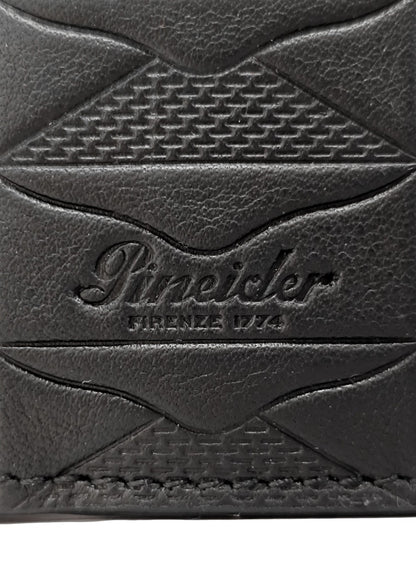 350$ PINEIDER FIRENZE 1774 Embossed Leather Bifold Wallet Black