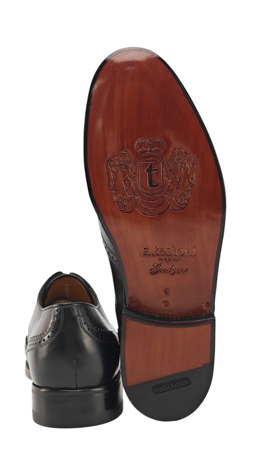 1350$ TESTONI GOODYEAR Construction Shoes Lux Calf Black 8 UK / 9 US / 42 IT