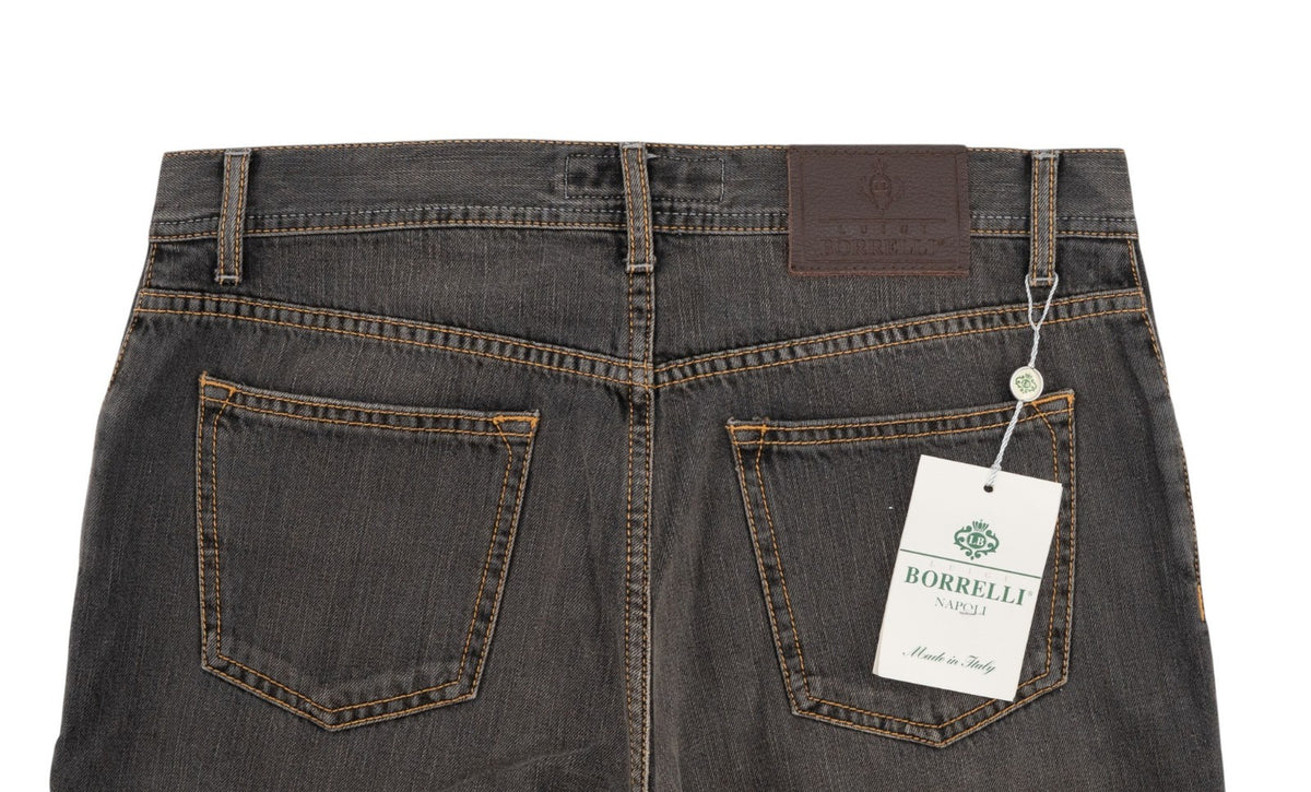 415$ LUIGI BORRELLI NAPOLI Washed Dark Grey Denim Jeans Cotton 35 US / 51 EU