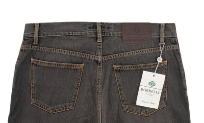 415$ LUIGI BORRELLI NAPOLI Washed Dark Grey Denim Jeans Cotton 35 US / 51 EU