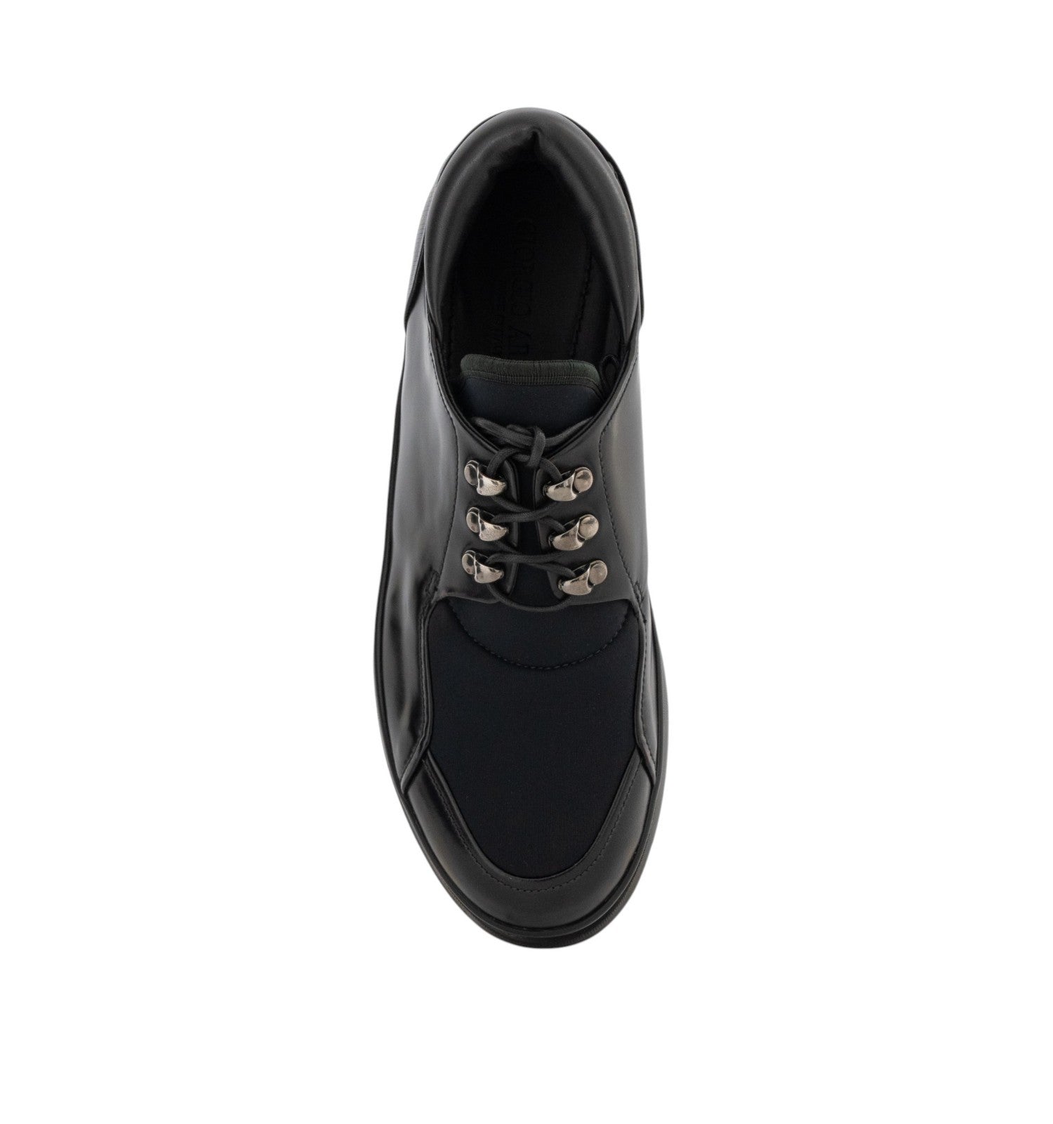 1120$ GIORGIO ARMANI Derby Shoes Black Lug Sole Tech + Leather 5 UK / 6 US/39 IT