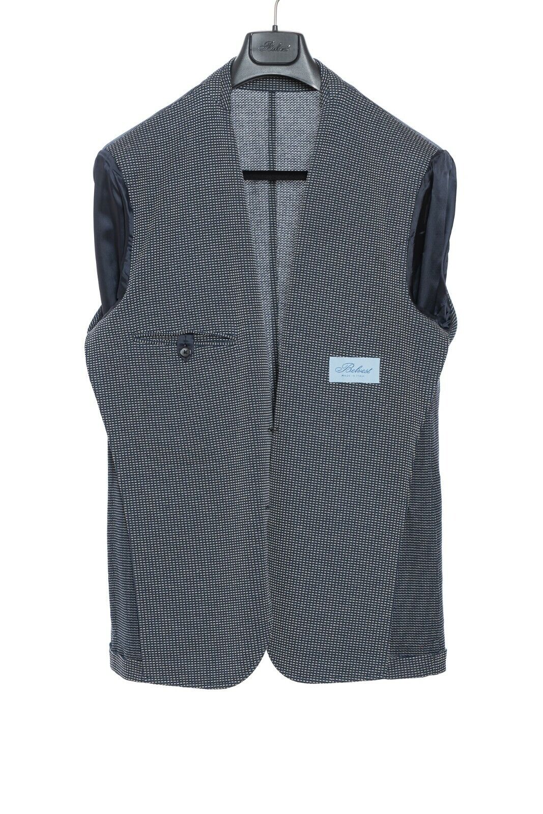 1750$ BELVEST Jacket Blazer Blue Heavy Cotton Geometric 44 US / 54 EU 8R