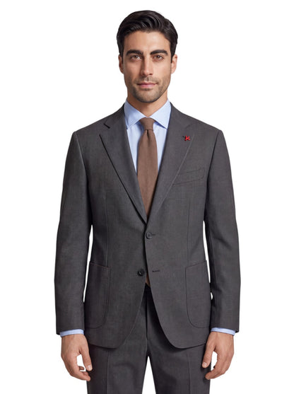 $6550 ISAIA NAPOLI "Capri" Charcoal Gray Suit Hand-Sewn Fine Wool Micro Checks