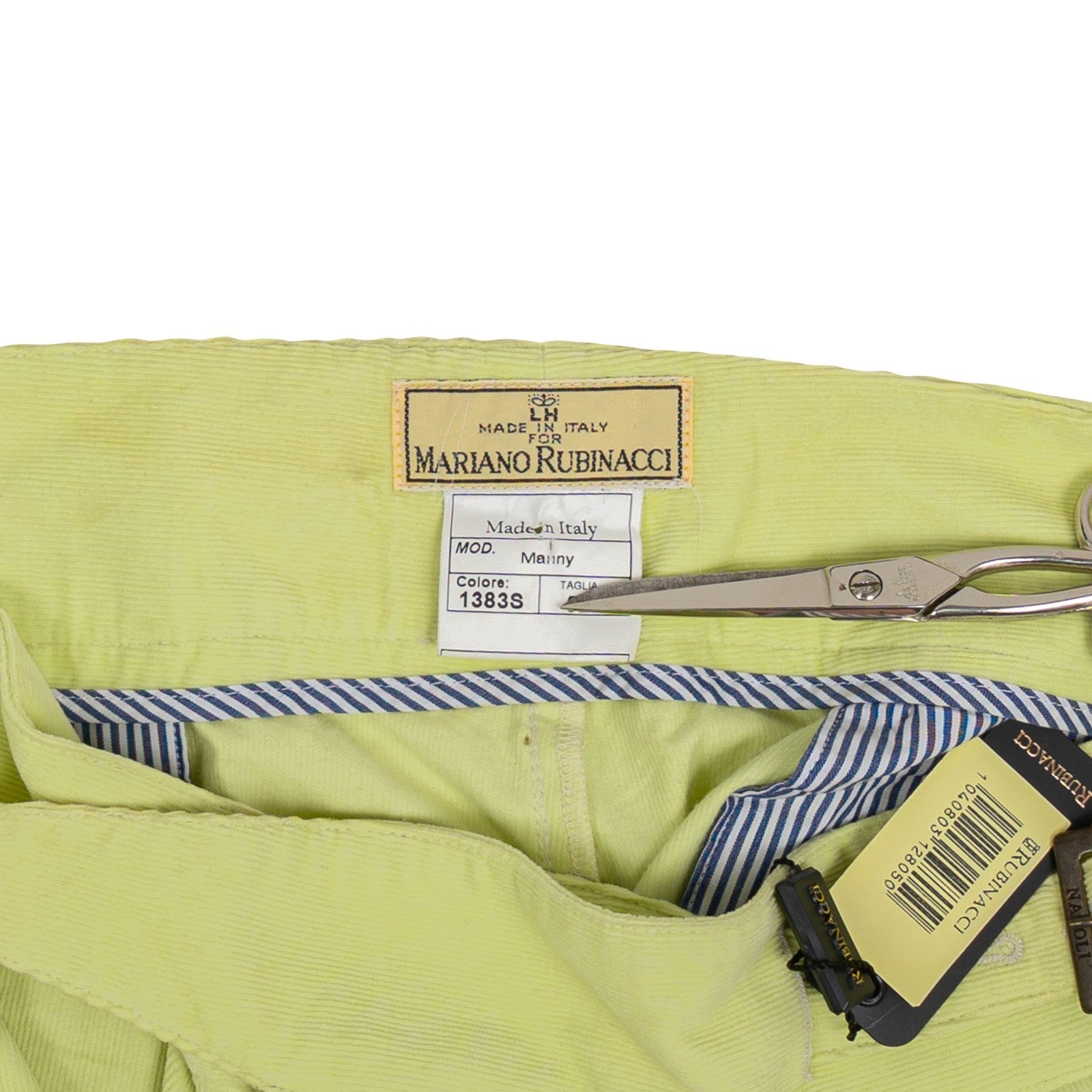 550$ RUBINACCI NAPOLI Manny Gurkha Light Green Short Pant Corduroy Cotton