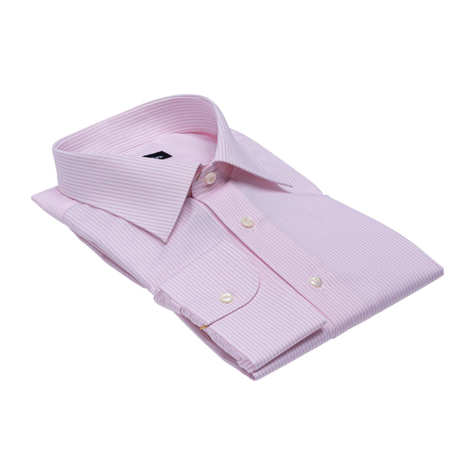 690$ ITALIAN LUXURY GERLIN Shirt Pink - White Striped Cotton  2AU ZILLI