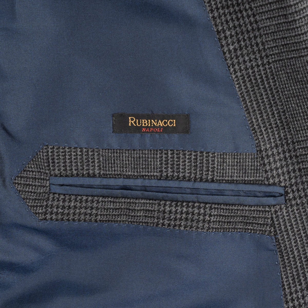 $3475 RUBINACCI NAPOLI Double Breasted Suit Gray Wool Glen Plaid  40 US / 50 EU