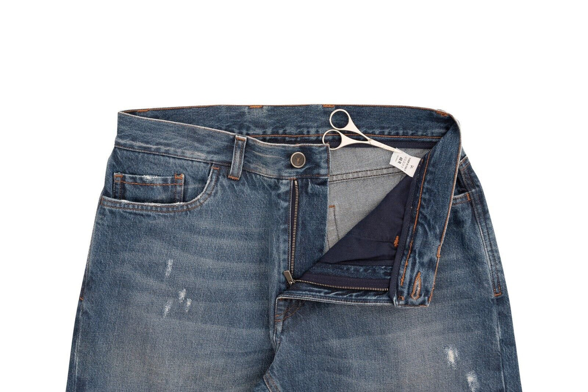 690$ ISAIA NAPOLI Blue Scratch Denim Jeans Trousers Pant Cotton 32 US / 48 EU