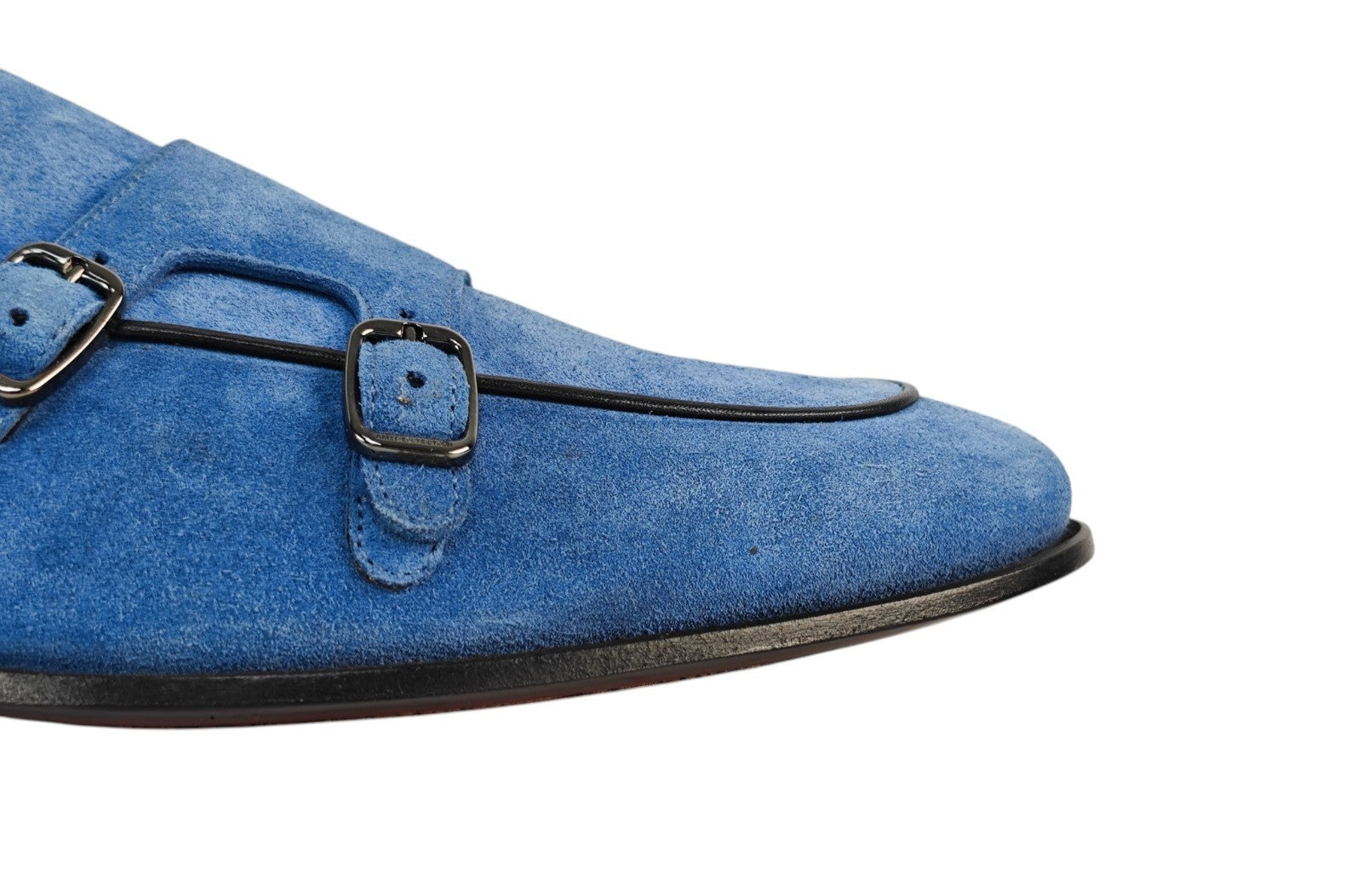 1250$ TESTONI "Portonovo" Blue Loafer Monk Shoes Suede 8 UK / 9 US / 42 IT