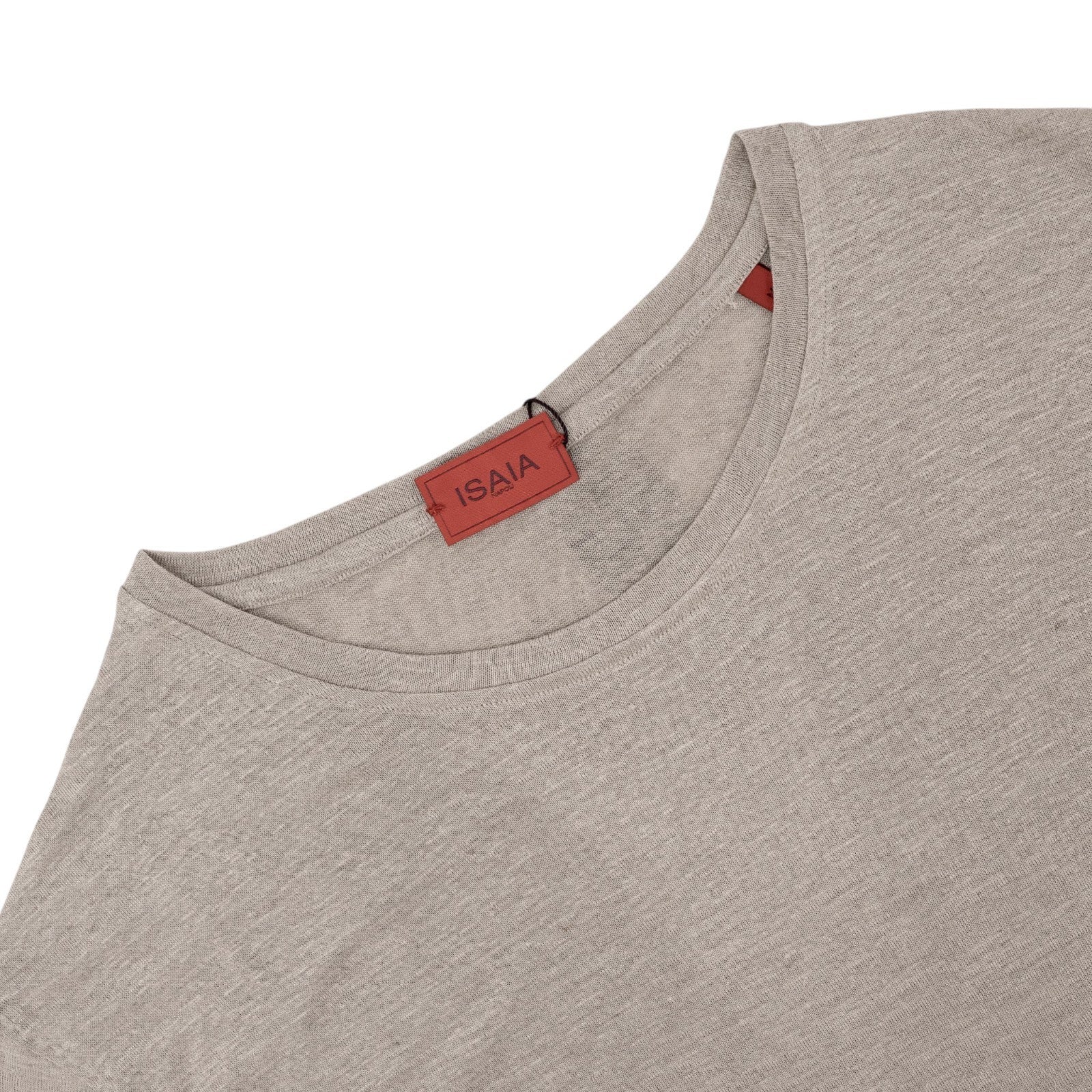 750$ ISAIA NAPOLI Sand Short Sleeve Handmade T-Shirt 100% Linen