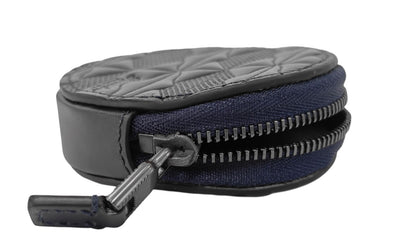 135$ PINEIDER FIRENZE 1774 Round Zip Coin Holder Embossed Calf Blue