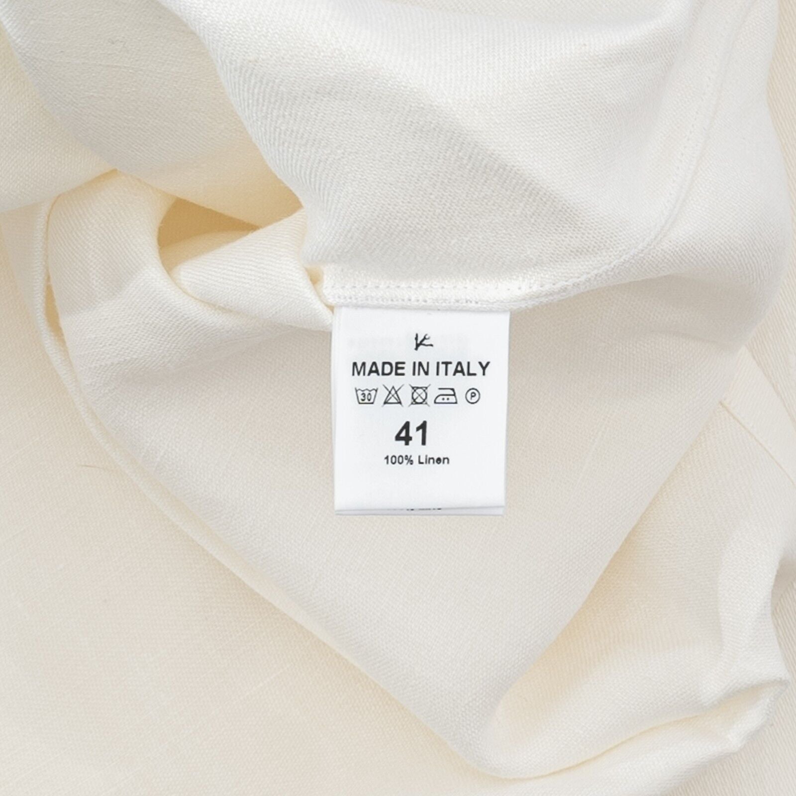 690$ ISAIA NAPOLI Ivory Hand-Sewn Shirt Short Sleeve Camp Collar Linen 16 - 41