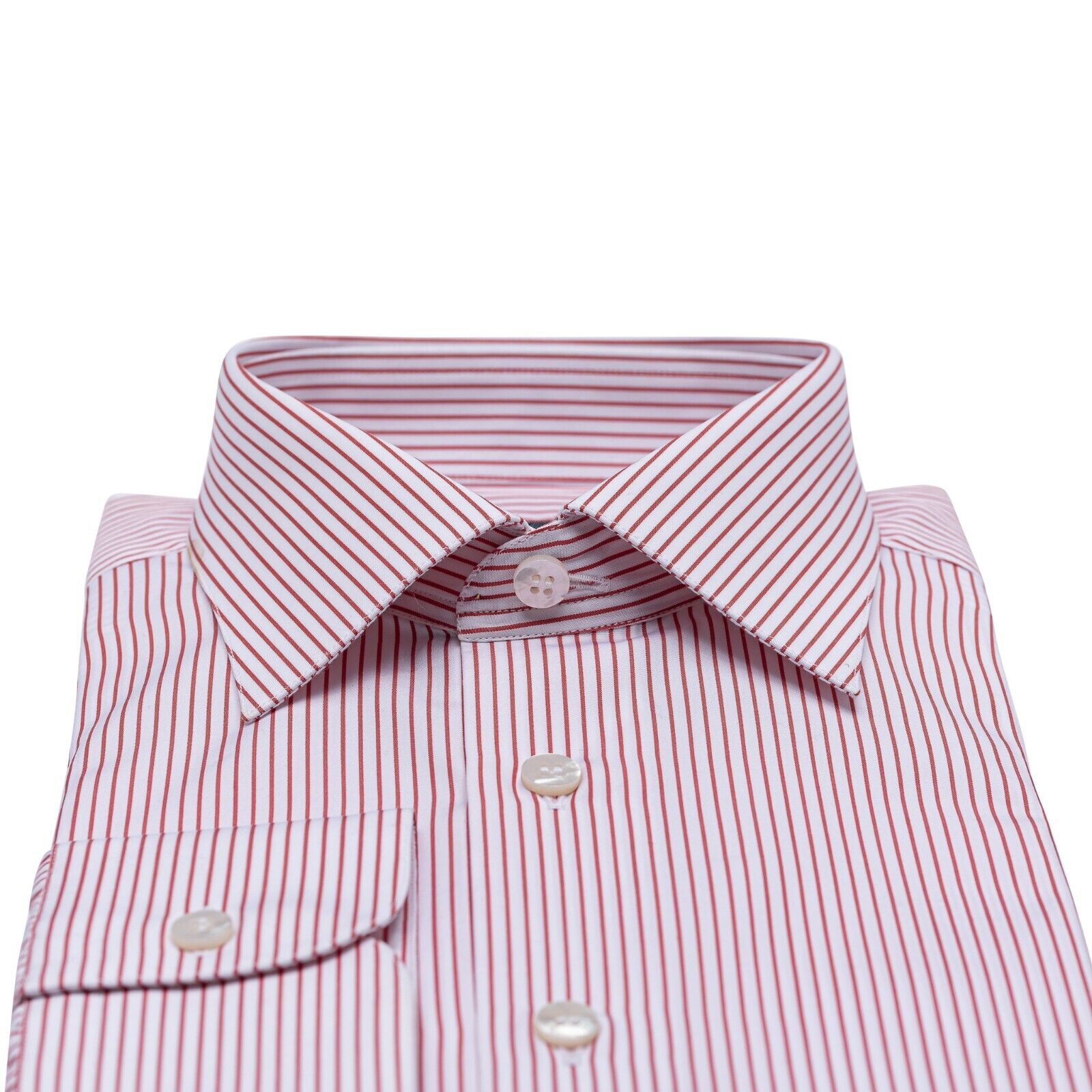 690$ LUXURY GERLIN Shirt Striped Red - White Cotton 16 - 41 3C ZILLI