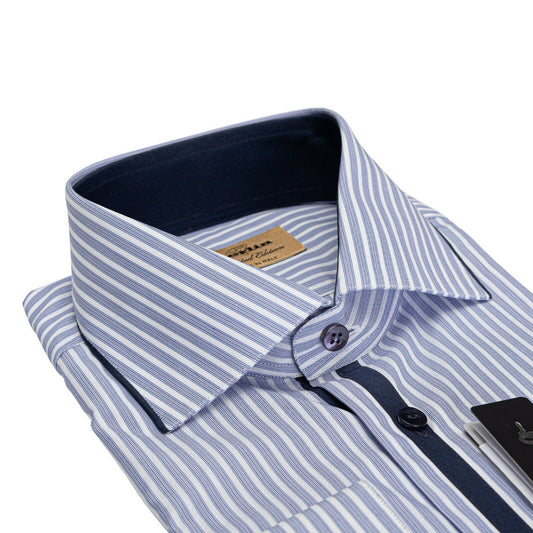 LUXURY 690$ GERLIN Shirt Striped Blue ALUMO SUPRALUXE Cotton 16-41  BIJAN