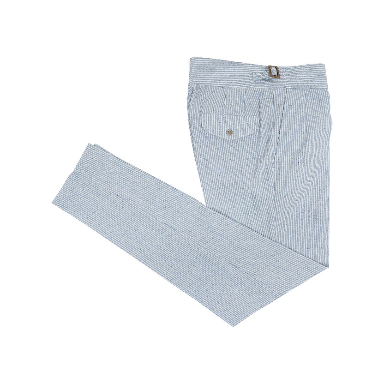 670$ RUBINACCI NAPOLI "Manny" Blue High Rise Pant Wool Silk Linen 28 US / 44 EU