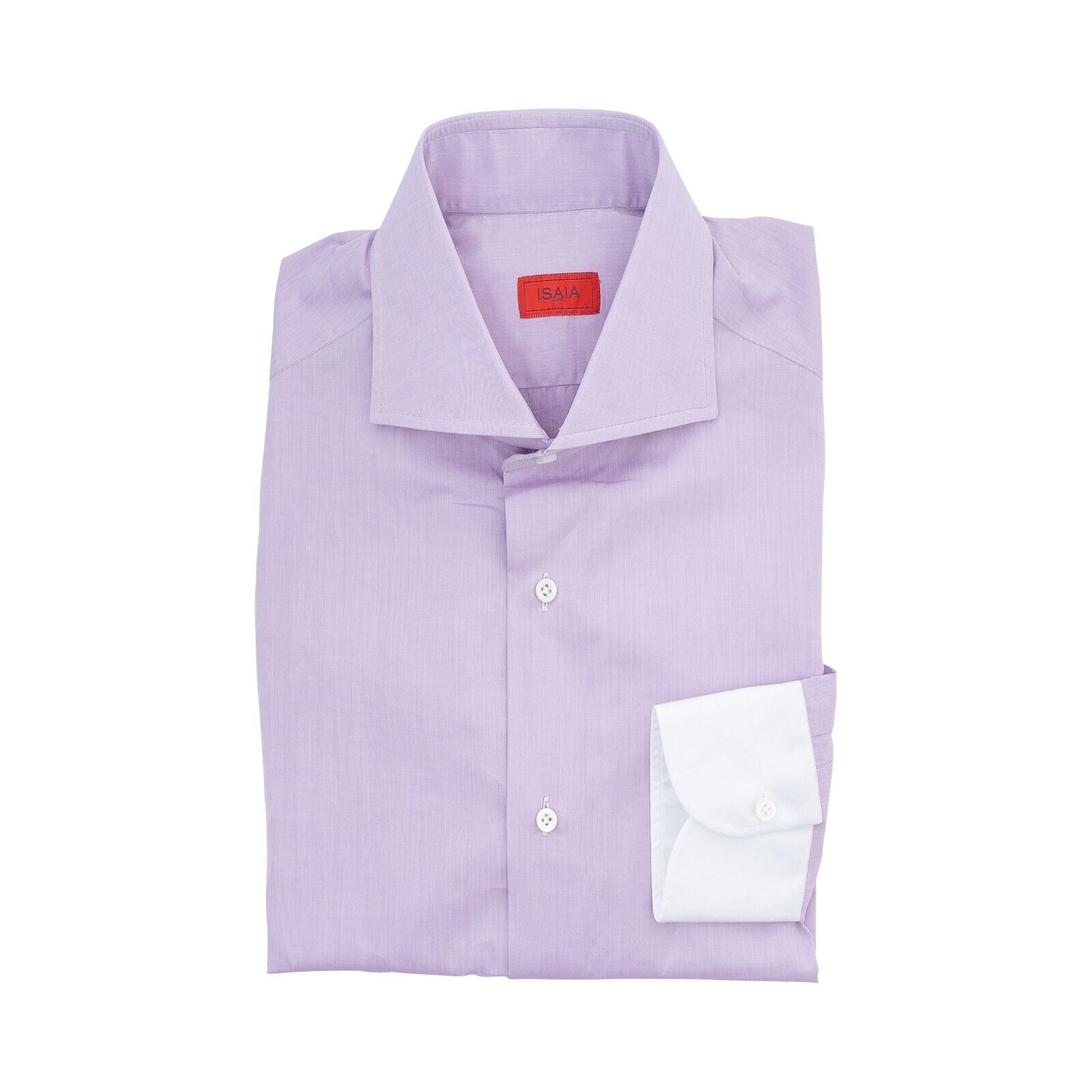 690$ ISAIA NAPOLI Solid Lilac Hand-Sewn Casual Shirt Fine Cotton 15.5 - 39