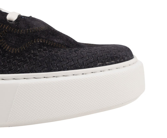 850$ TESTONI "Sassari" Sneaker Shoes Unlined Suede Navy 8 UK  / 9 US / 42 IT