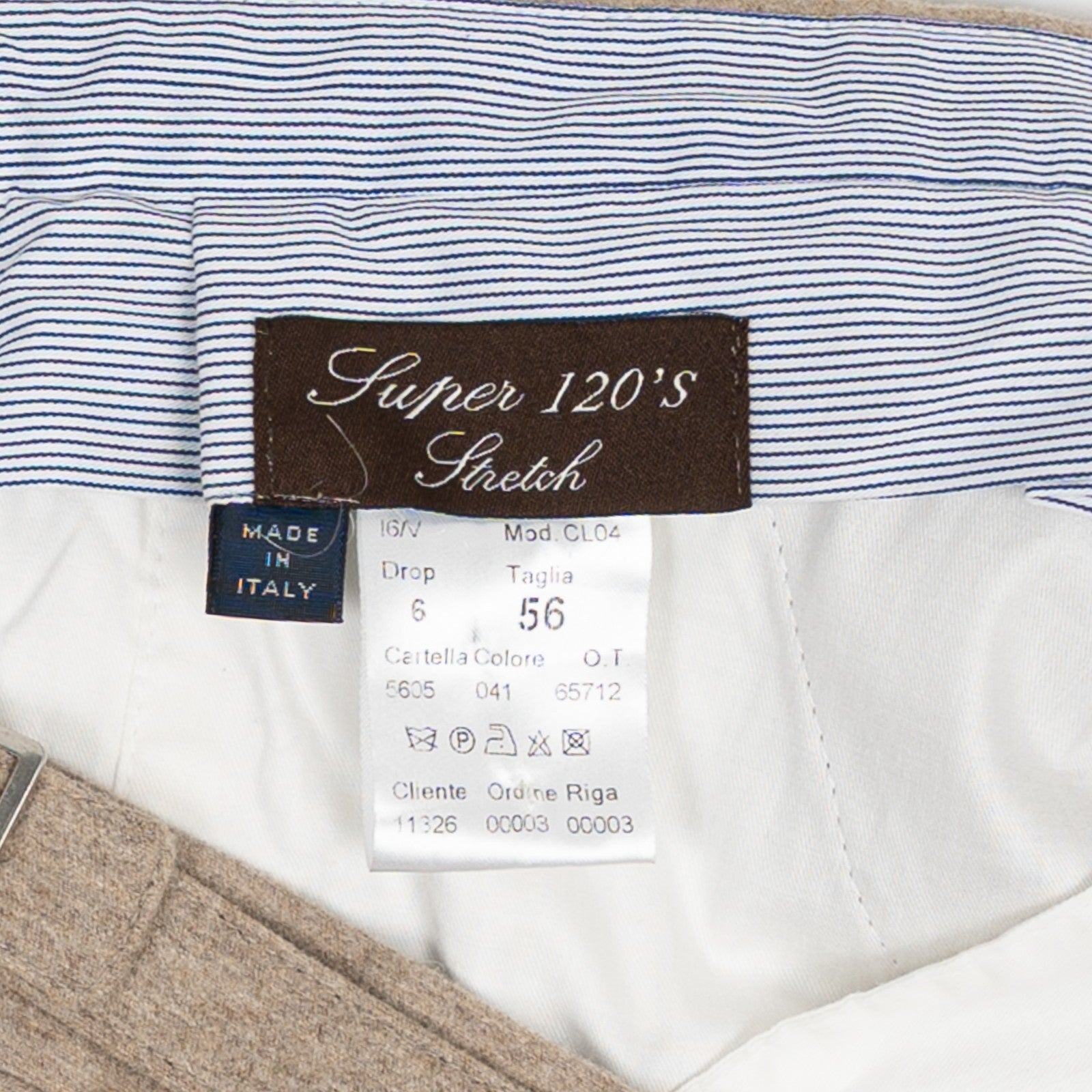 670$ RUBINACCI NAPOLI Beige Flannel Wool 120's Stretch Dress Pant 40 US / 56 EU