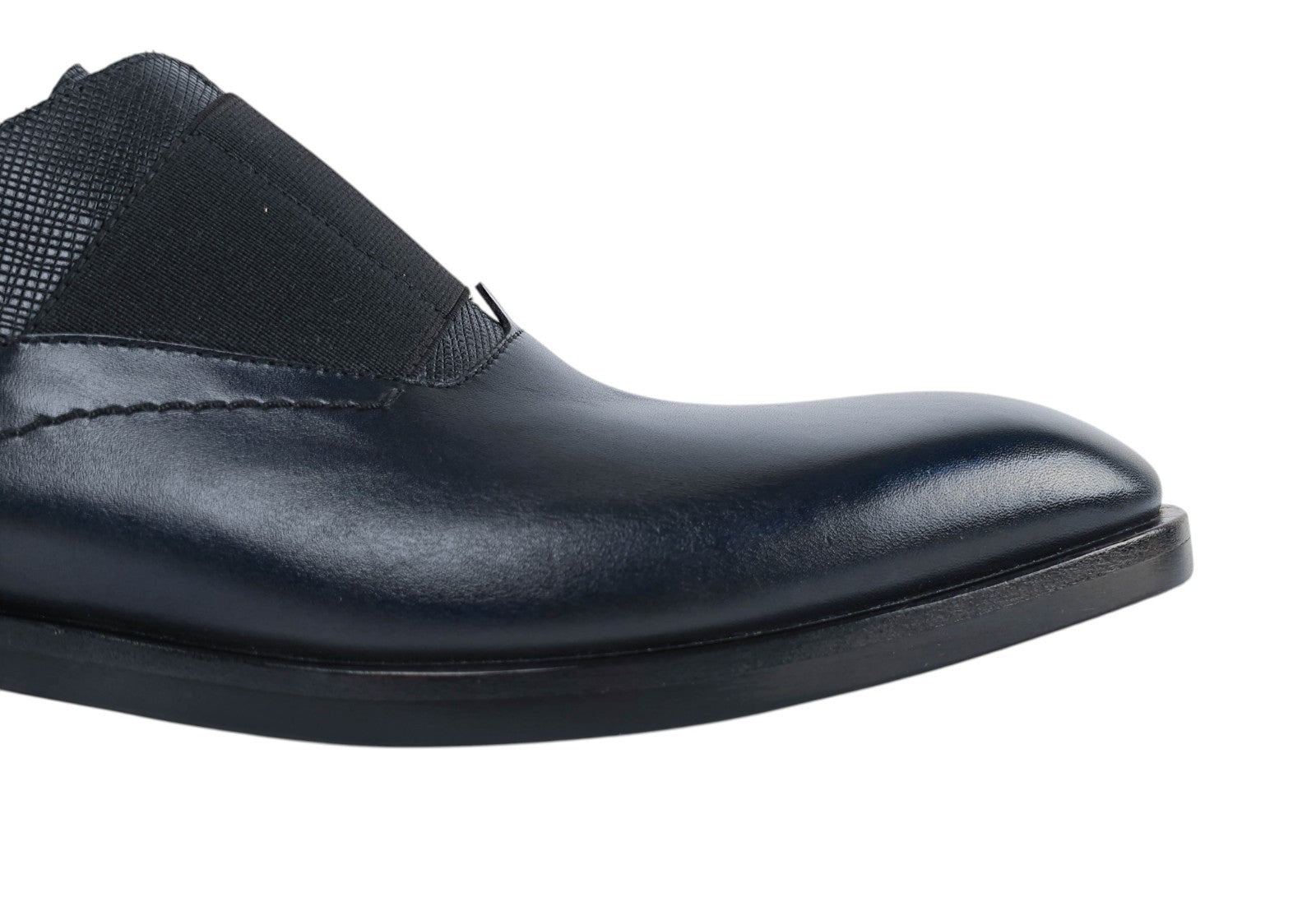 1250$ TESTONI 1929 Slip On Shoes Lux Calf Saffiano Elastic Navy 8 UK 9 US 42 IT