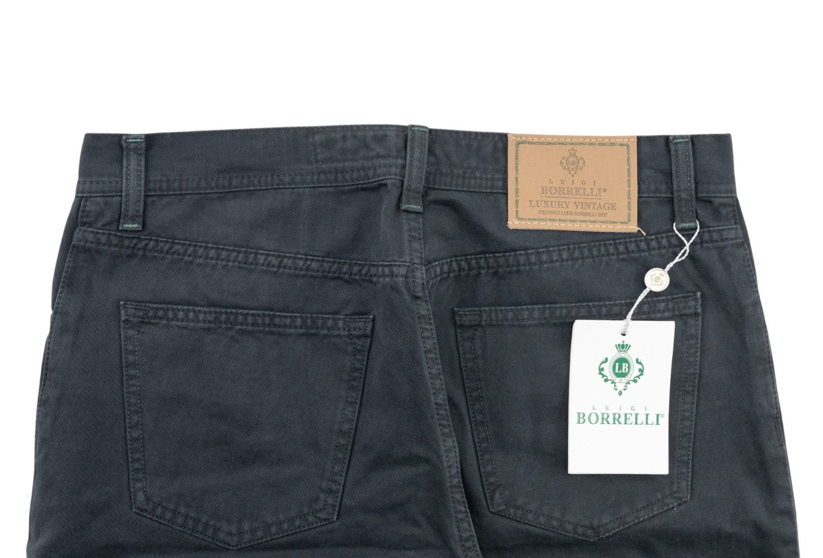 415$ LUIGI BORRELLI NAPOLI Dark Blue Denim Jeans Pant Twill Cotton 34 US / 50 EU