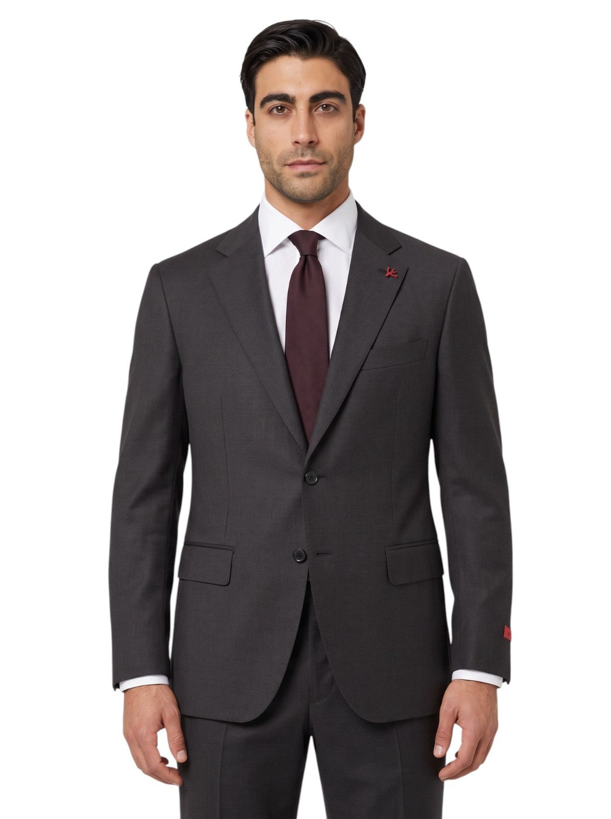 $7120 ISAIA NAPOLI "Gregorio" Dark Gray Suit Hand-Sewn Fine Wool Aquaspider
