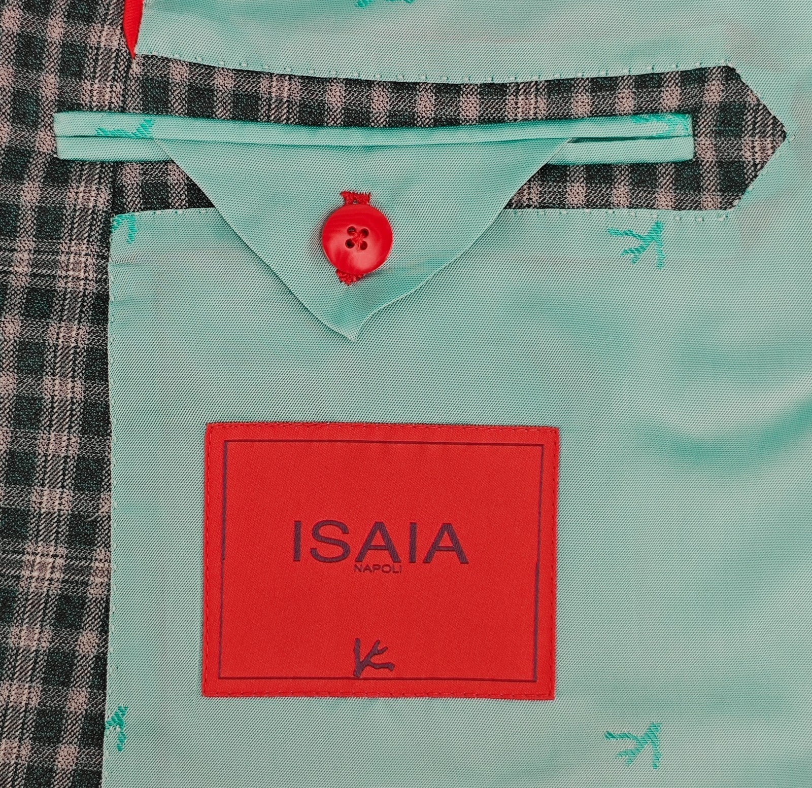 $5250 ISAIA NAPOLI "Capri" Green Checks Sport Coat Fine Wool 42 US / 52 EU 8R