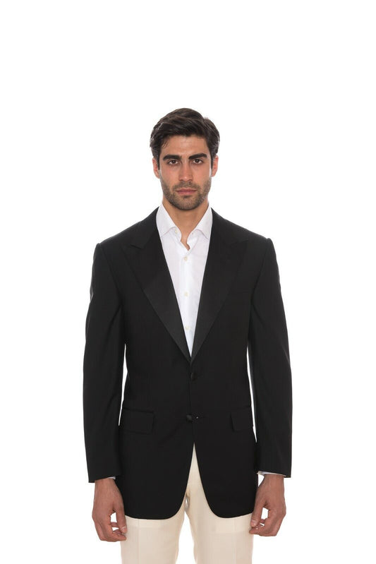$2190 D'AVENZA Black Wool Dinner Jacket Tuxedo Hand-Sewn in Italy 40 US / 50 EU 