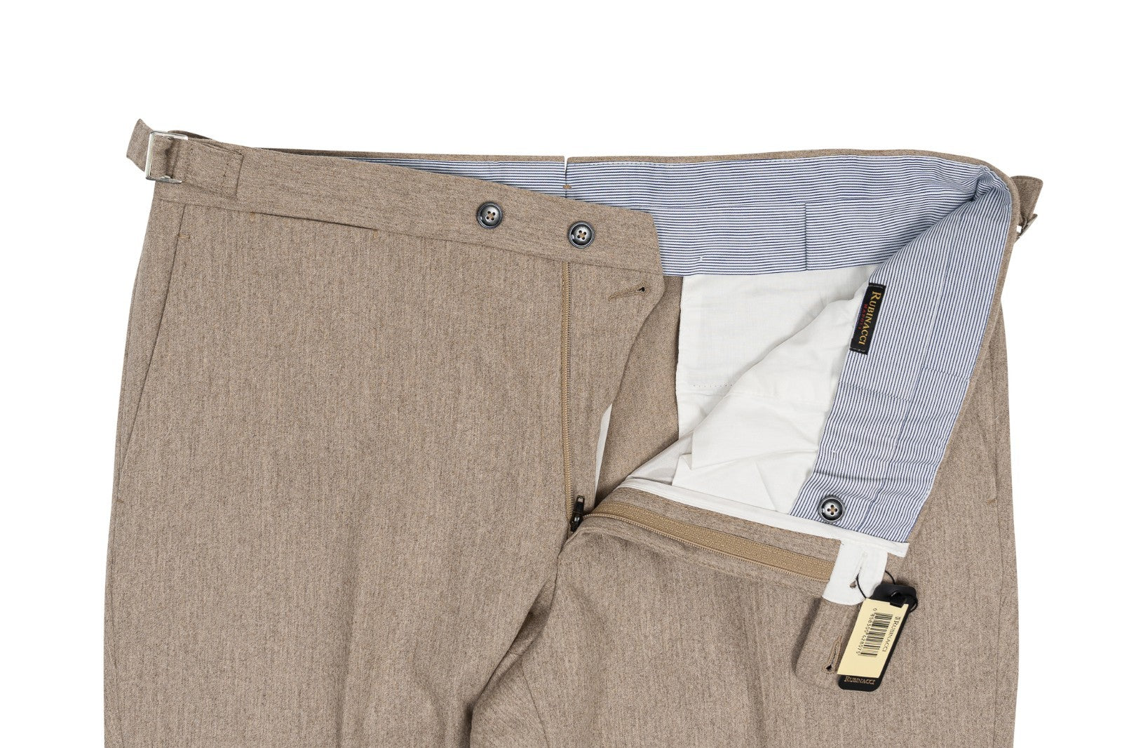 670$ RUBINACCI NAPOLI Beige Flannel Wool 120's Stretch Dress Pant 40 US / 56 EU