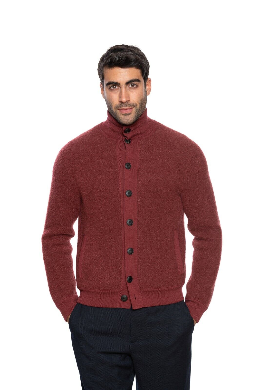 2400$ GIORGIO ARMANI Bomber Jacket Coat Burgundy Cashmere 38 US / 48 EU