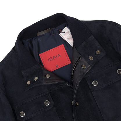 14500$ ISAIA NAPOLI Dark Blue Field Jacket Suede Lambskin 38 US / 48 EU 8R