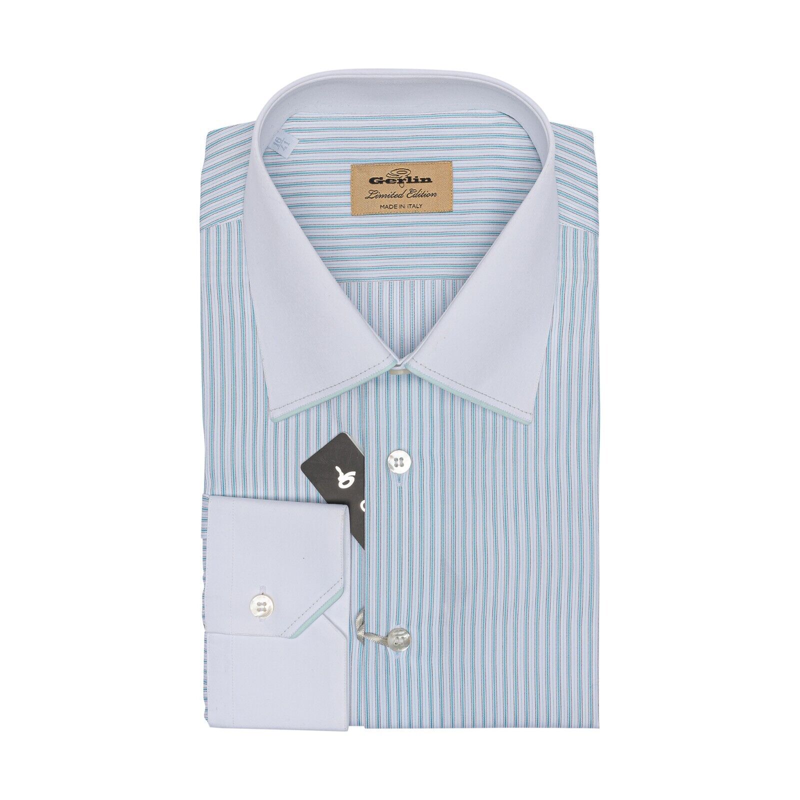690$ LUXURY GERLIN Shirt Striped ALUMO Jacquard Cotton 16 - 41 1C ZILLI