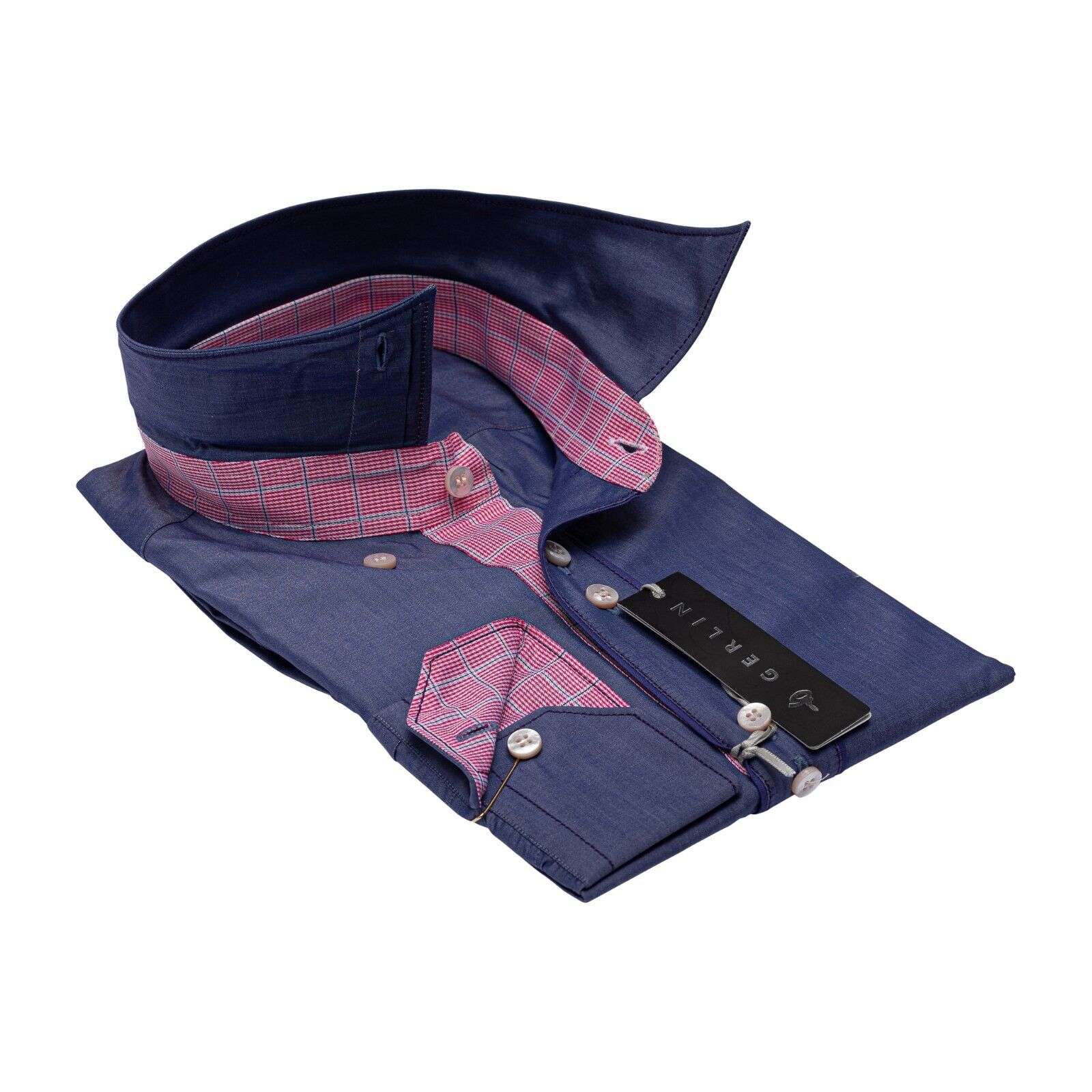 690$ LUXURY GERLIN Shirt Cotton Denim Point Collar 16 - 41  4Z BIJAN