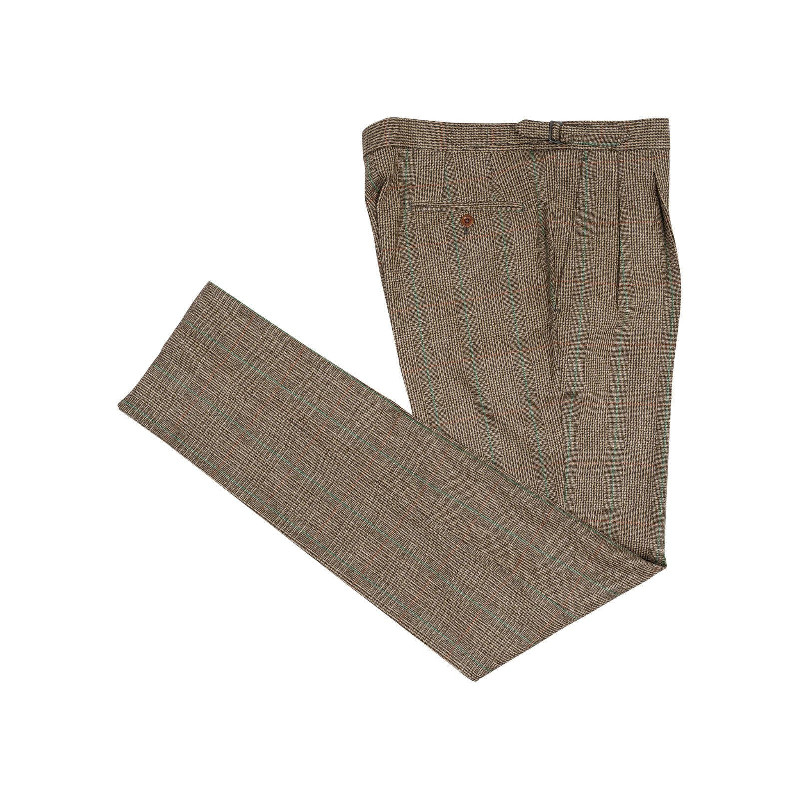 670$ RUBINACCI NAPOLI Brown Checks Dress Pant Flannel Wool 36 US / 52 EU