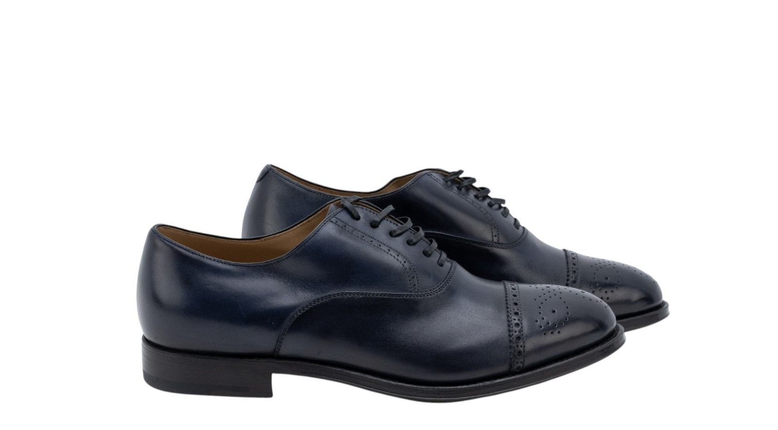 1220$ GIORGIO ARMANI Oxford Shoes Goodyear Blue Leather 5.5 UK  6.5 US  39.5 IT