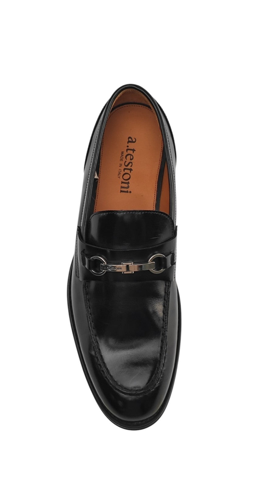 1250$ TESTONI BOLOGNA Black Loafer Shoes Calf + Metal 8 UK / 9 US / 42 IT