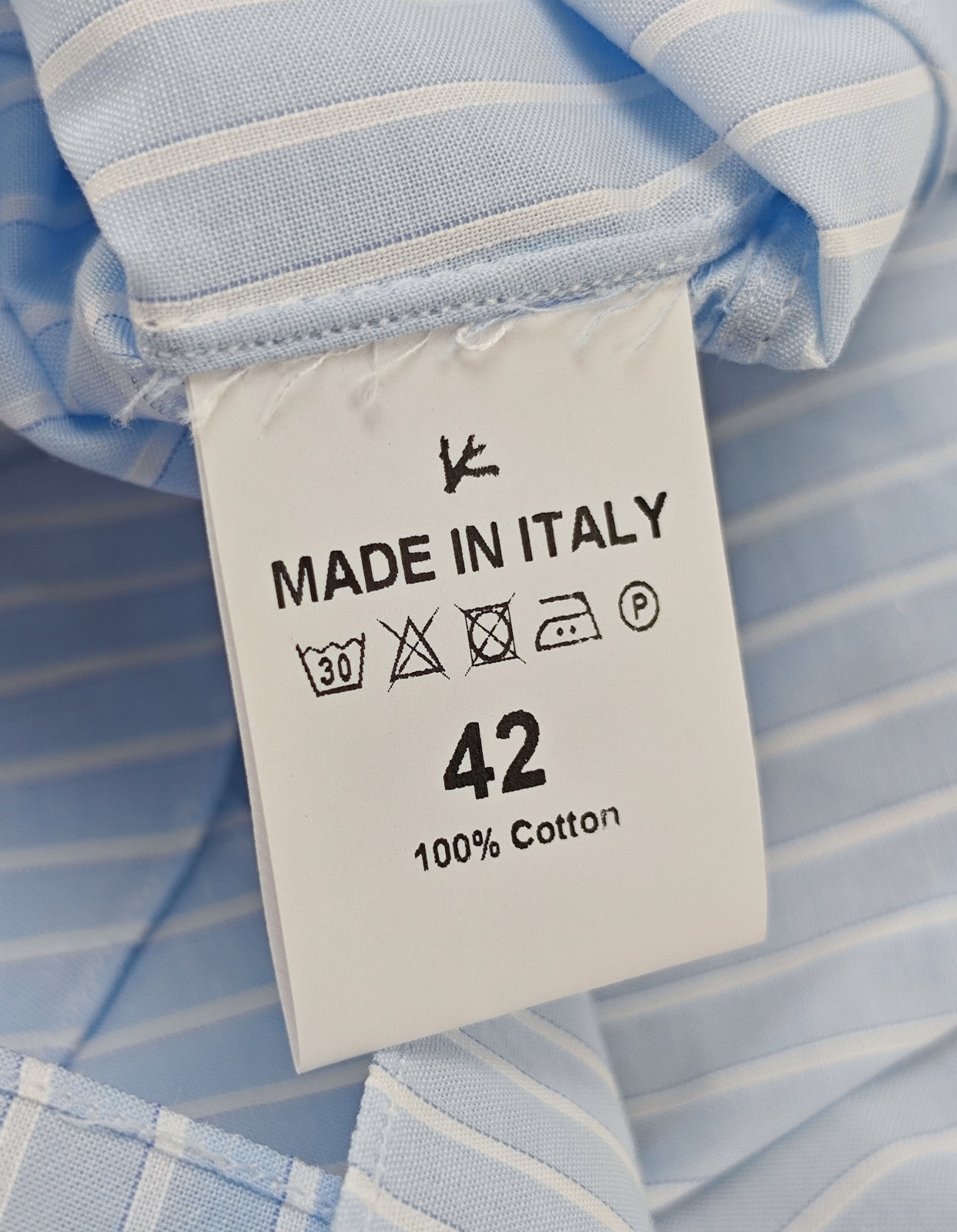 730$ ISAIA NAPOLI "Mix" Dress Shirt Contrast Blue Striped Fine Cotton 16.5 - 42