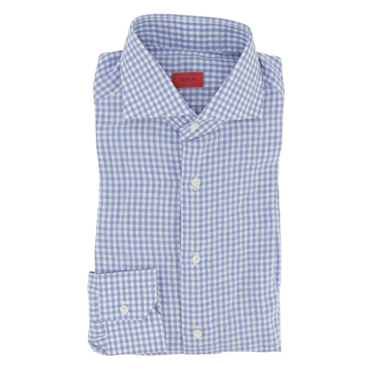 765$ ISAIA NAPOLI "Mix" Violet Dress Shirt Hand-Sewn 100% Linen 15.5 - 39