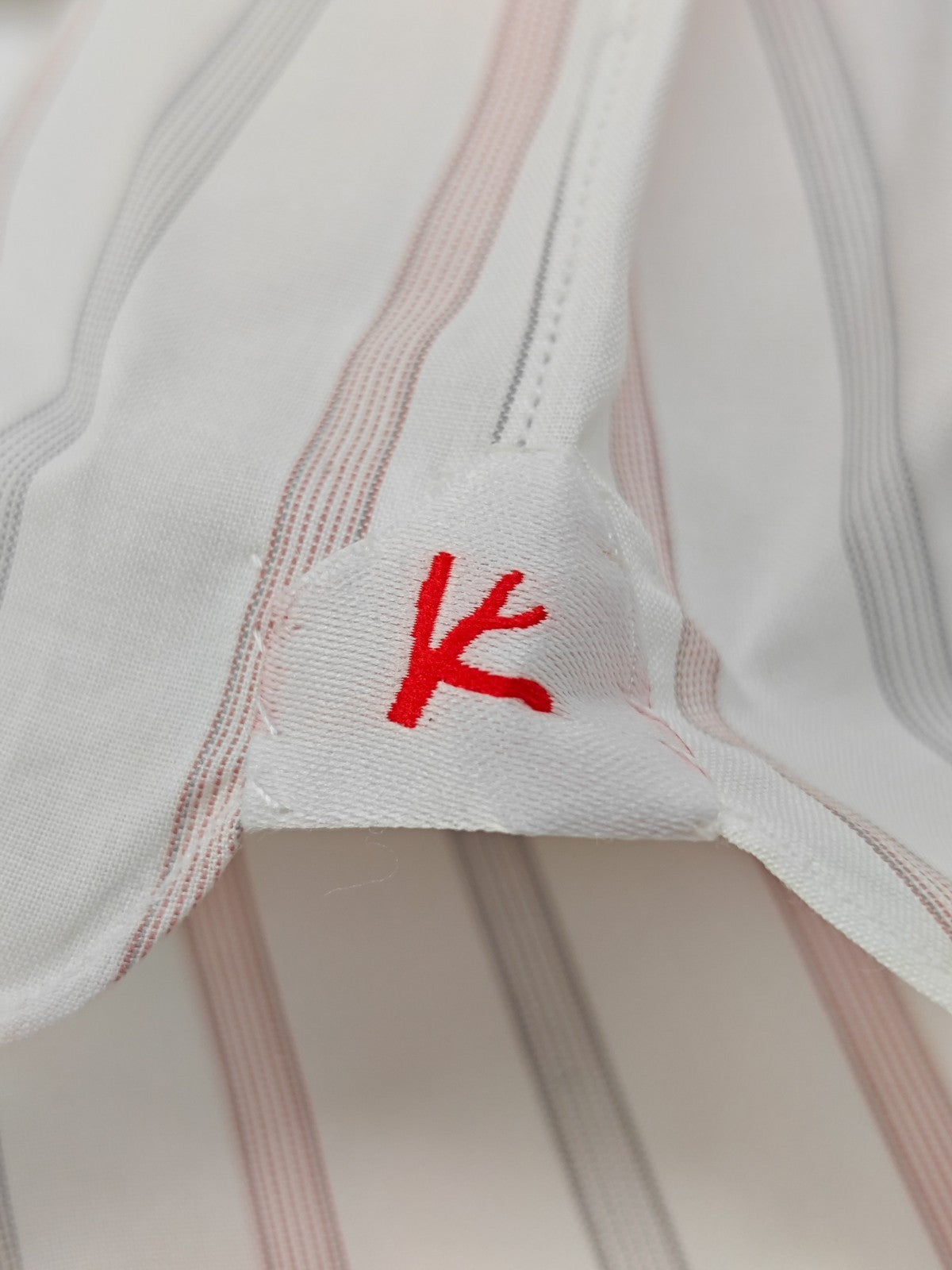 730$ ISAIA NAPOLI "Mix" Dress Shirt White - Pink Striped Fine Cotton 15.5 - 39