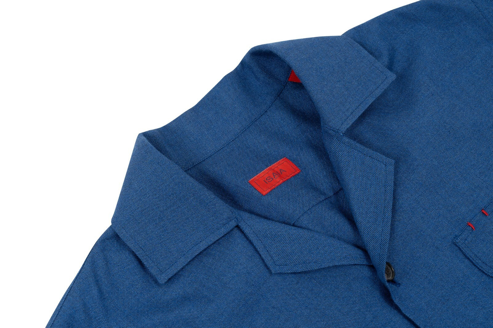 110$ ISAIA NAPOLI Blue Sartorial Shirt Camp Collar Silk / Cashmere / Wool Size M